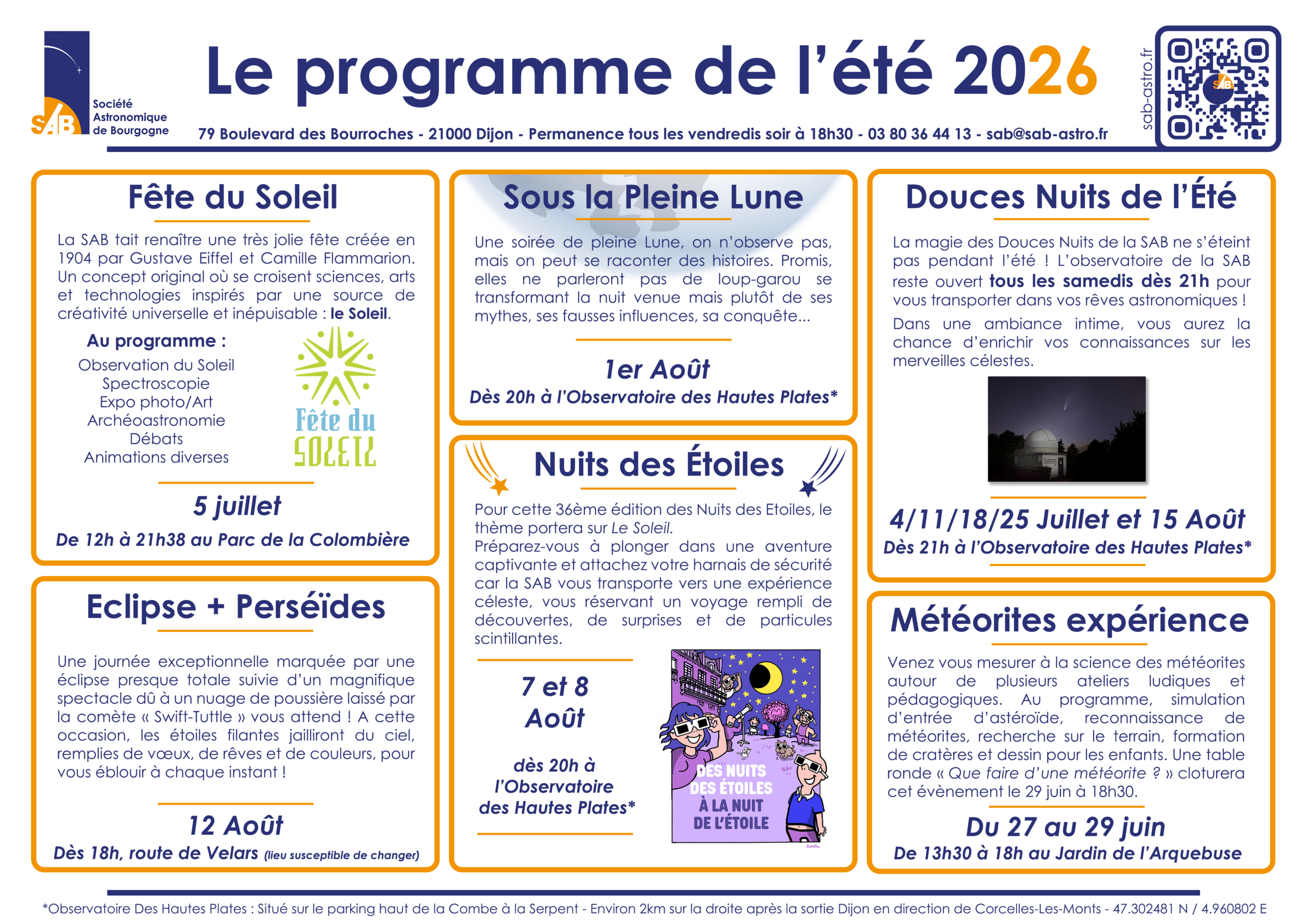 Grand public réuni en extérieur lors d'une soirée d'observation astronomique de l'été 2026 organisée par la SAB à Dijon.